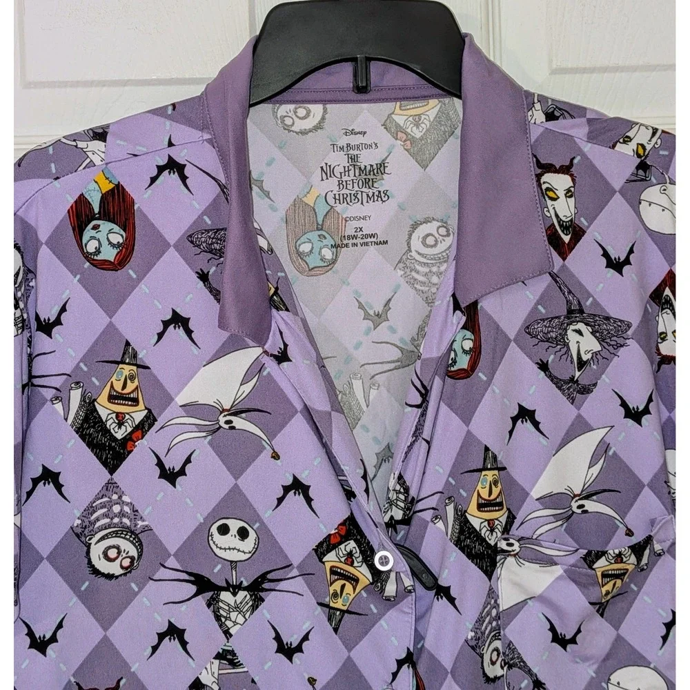 Disney Nightmare Before Christmas Lavender Argyle‎ Pajama Shorts Set 2X NWT - Picture 8 of 11